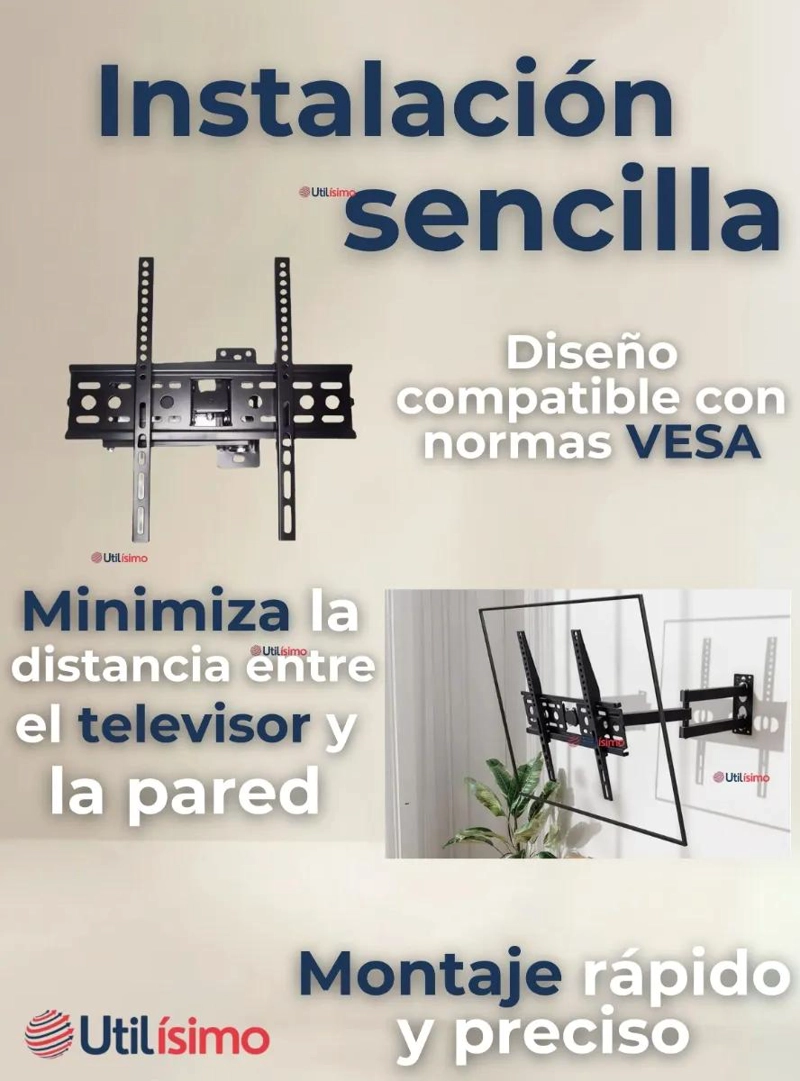 SOPORTE DE PARED AJUSTABLE PARA TELEVISORES DE 26 A 55 PULGADAS - 7