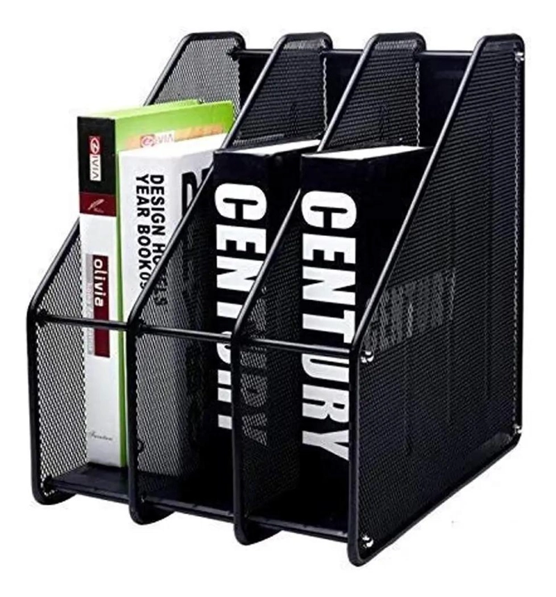 ORGANIZADOR DE ESCRITORIO VERTICAL CON 3 DIVISIONES DE METAL - 1