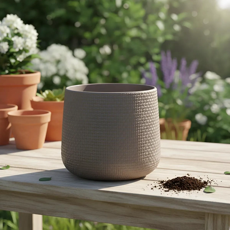 MACETERO DECORATIVO TEJIDO ESTILO RATAN 13 CM PARA PLANTAS - 3
