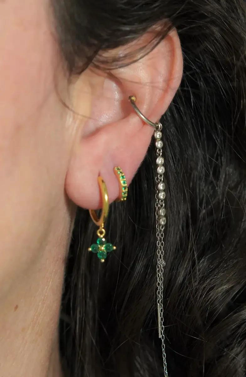 PACK DE AROS ANTONIA ZIRCONIA VERDE CON CHAPADO EN ORO 18K - 3