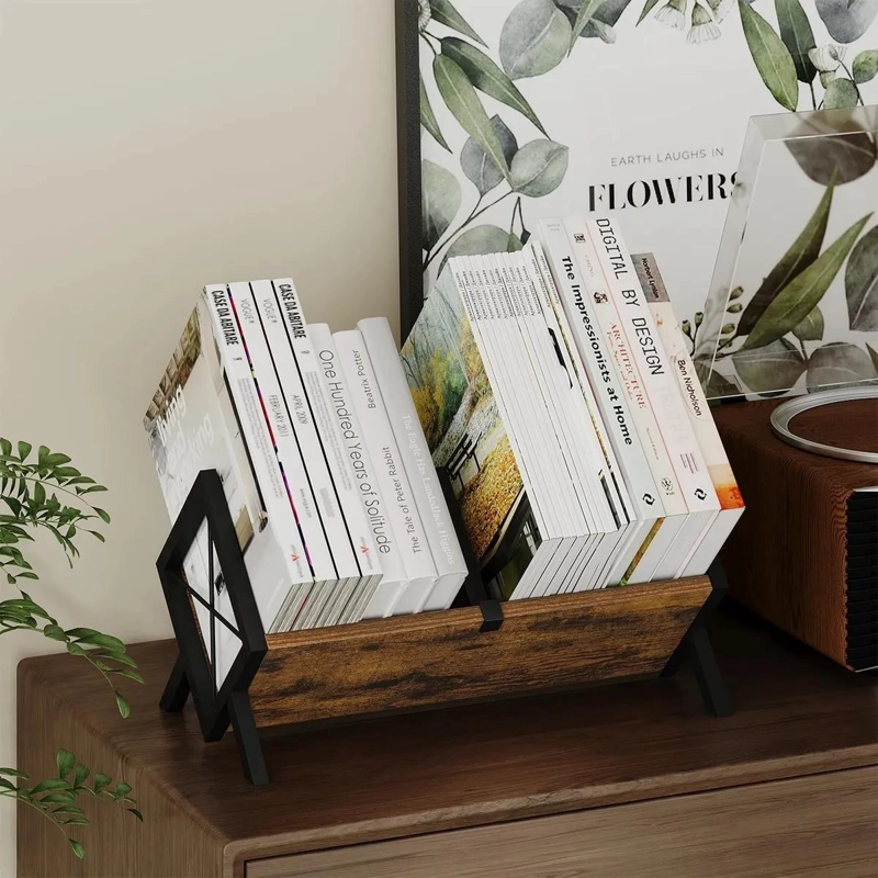 ORGANIZADOR DE ESCRITORIO ESTANTE DE MADERA PARA LIBROS Y DISCOS - 8