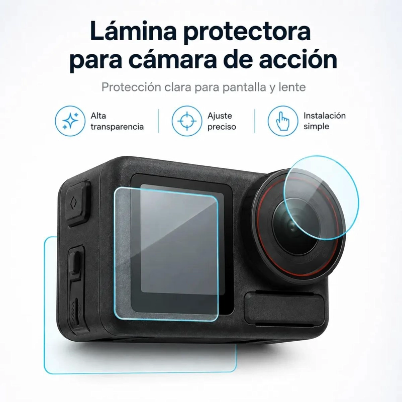 PROTECTOR DE PANTALLA PARA CAMARA DE ACCION DE VIDRIO TEMPLADO - 3