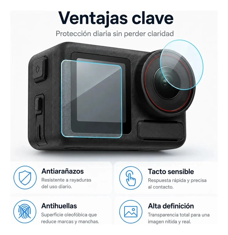 PROTECTOR DE PANTALLA PARA CAMARA DE ACCION DE VIDRIO TEMPLADO - 4