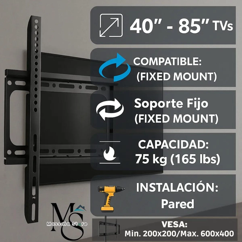 SOPORTE DE PARED PARA TELEVISORES DE 40 A 85 PULGADAS - 2