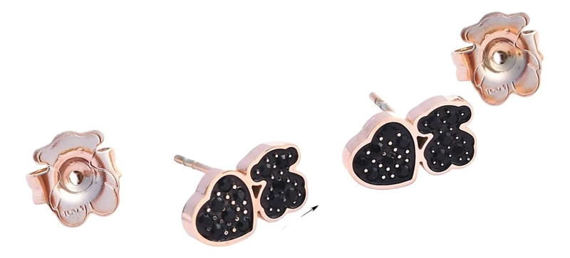 AROS ELEGANTES OSO CORAZON EN ORO ROSA 18KT - 1