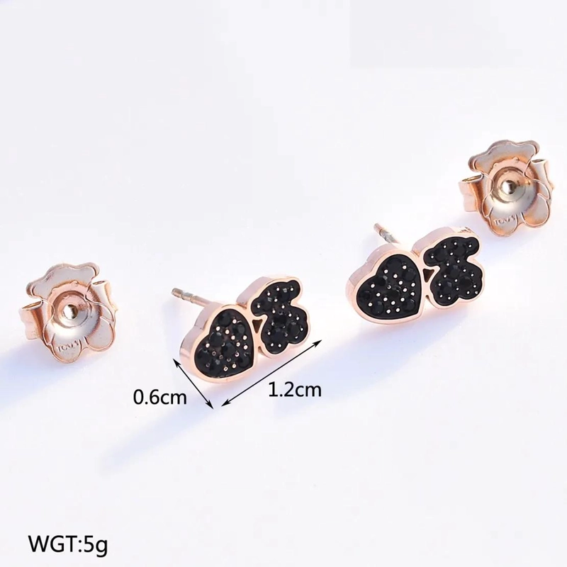 AROS ELEGANTES OSO CORAZON EN ORO ROSA 18KT - 2