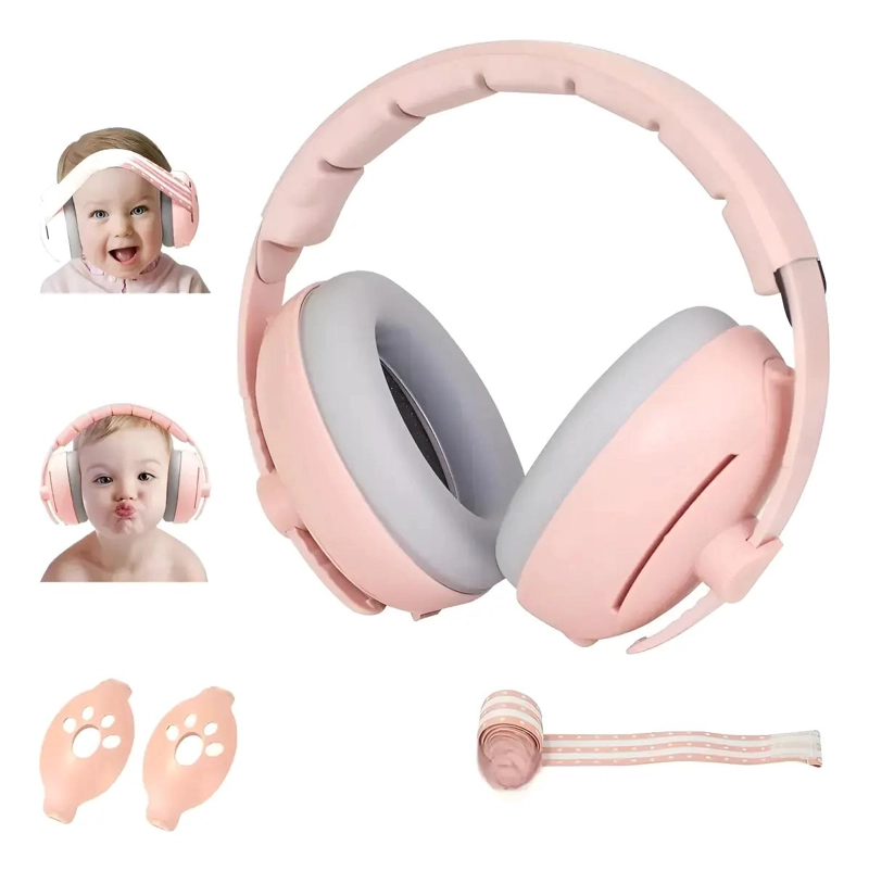 AURICULARES ANTIRRUIDO AJUSTABLES PARA NIÑOS ROSA - 1