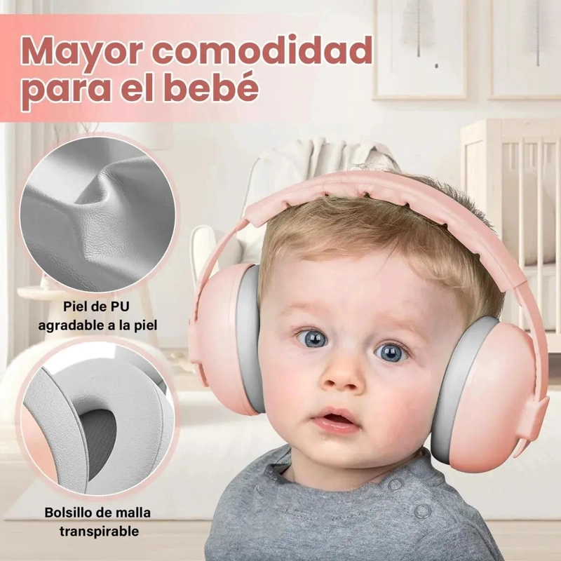 AURICULARES ANTIRRUIDO AJUSTABLES PARA NIÑOS ROSA - 3