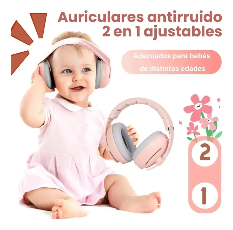 AURICULARES ANTIRRUIDO AJUSTABLES PARA NIÑOS ROSA - 4