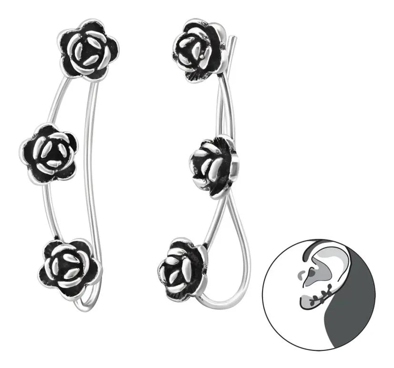 AROS TREPADORES DE PLATA 925 PARA MUJER ELEGANTES - 1