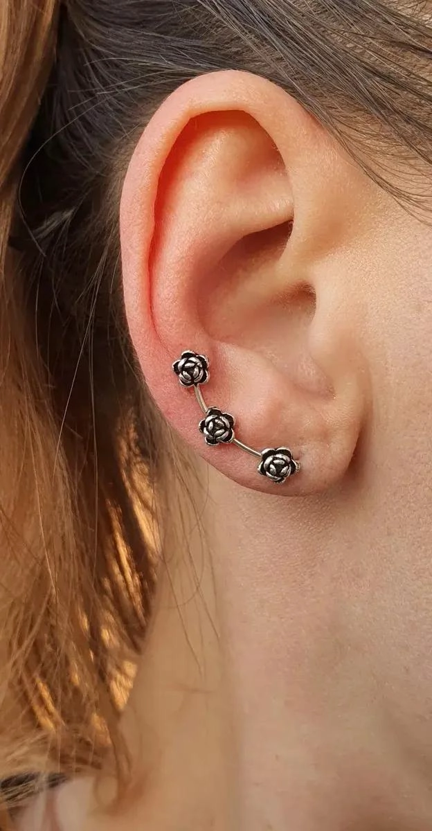 AROS TREPADORES DE PLATA 925 PARA MUJER ELEGANTES - 2