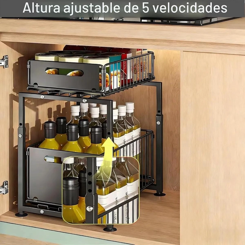ESTANTE ORGANIZADOR BAJO FREGADERO 2 NIVELES PARA COCINA Y BAÑO - 4