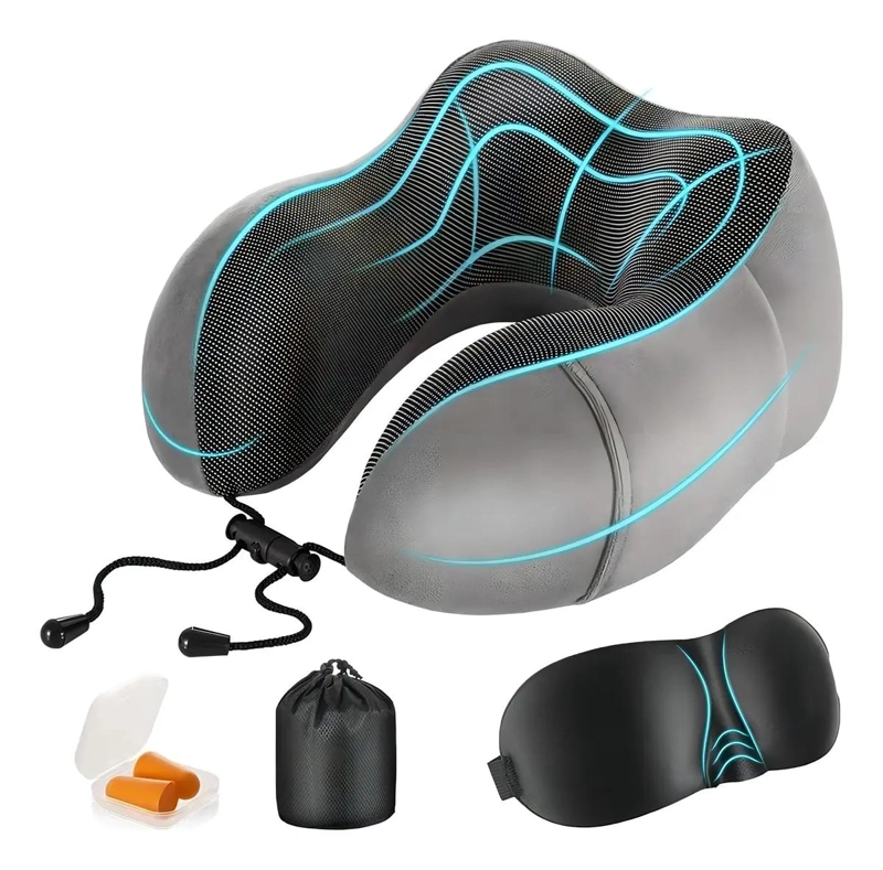ALMOHADA DE VIAJE ESPUMA DE MEMORIA PARA CUELLO COLOR GRIS - 1
