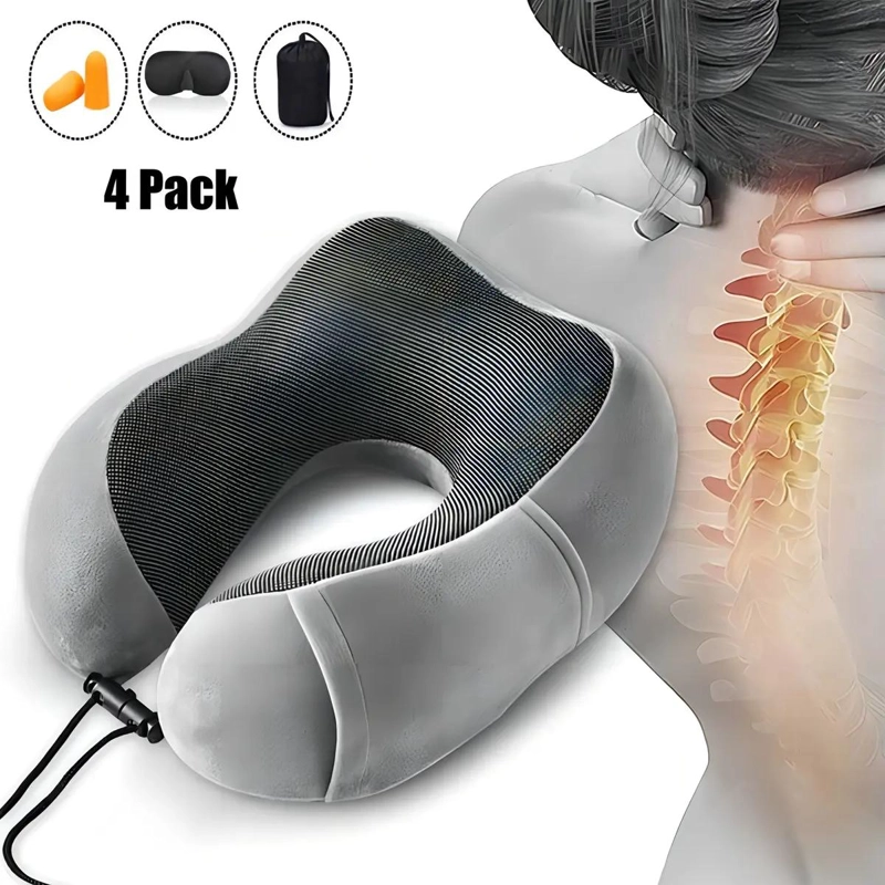 ALMOHADA DE VIAJE ESPUMA DE MEMORIA PARA CUELLO COLOR GRIS - 2