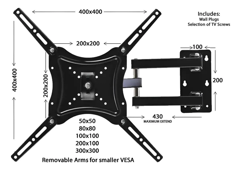 SOPORTE DE TV CON BRAZO AJUSTABLE PARA PANTALLAS DE 14 A 55 PULGADAS - 4