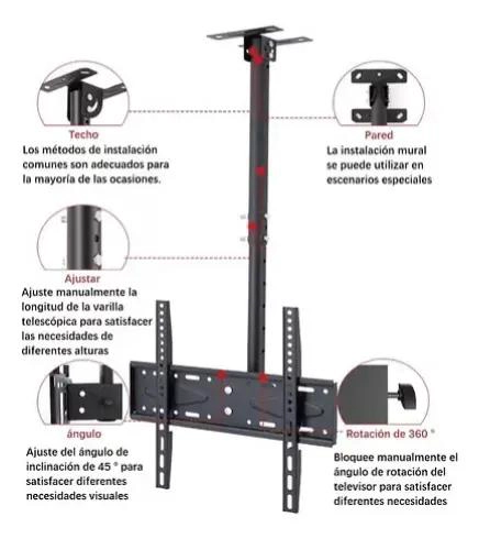SOPORTE AJUSTABLE PARA TV Y MONITOR DE TECHO O PARED - 3