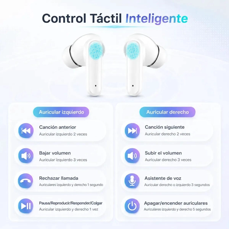 AUDIFONOS INALAMBRICOS BLUETOOTH 5.4 CON PANTALLA LED Y MICROFONO - 6