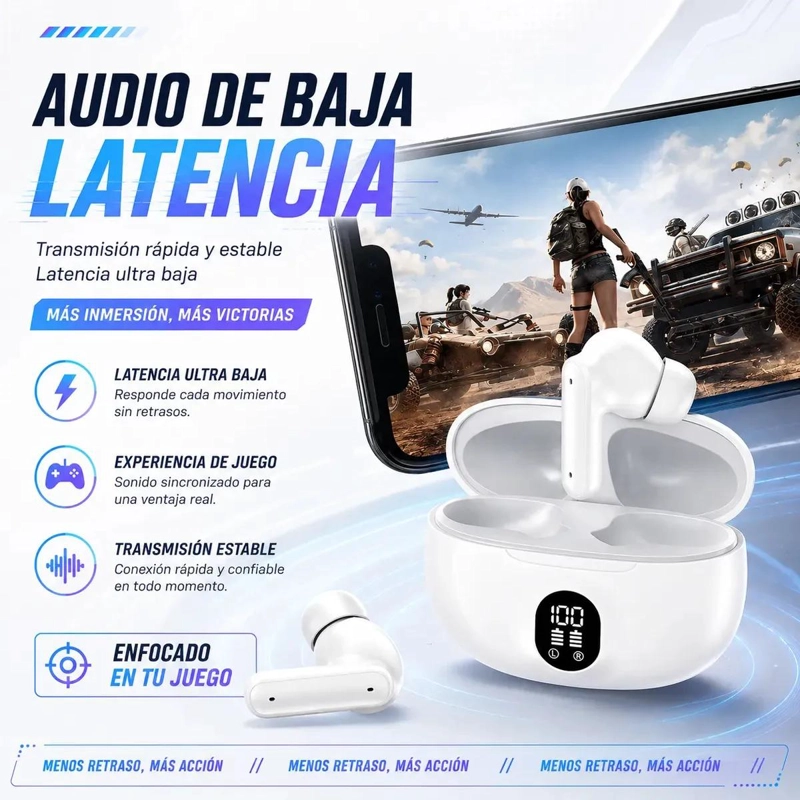 AUDIFONOS INALAMBRICOS BLUETOOTH 5.4 CON PANTALLA LED Y MICROFONO - 7