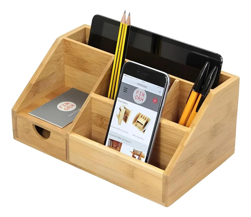 ORGANIZADOR MULTIUSO DE MADERA PARA ESCRITORIO Y BAÑO - 1