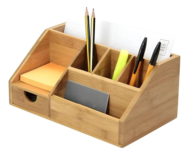 ORGANIZADOR MULTIUSO DE MADERA PARA ESCRITORIO Y BAÑO - 5