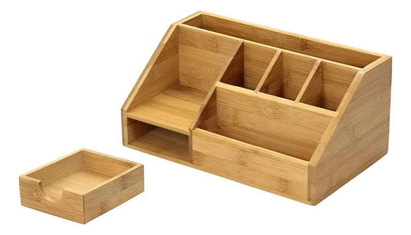 ORGANIZADOR MULTIUSO DE MADERA PARA ESCRITORIO Y BAÑO - 7