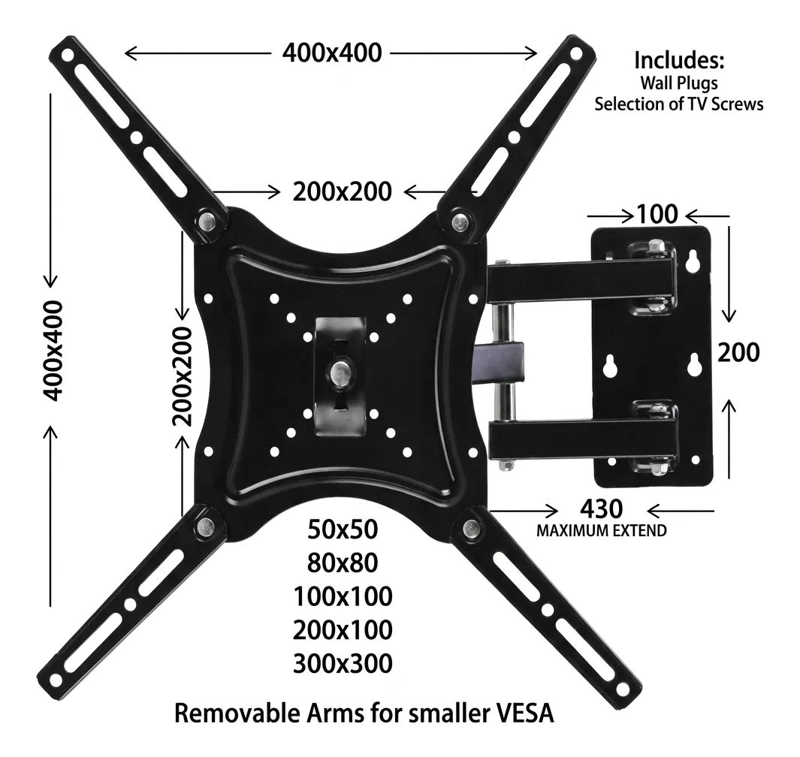 SOPORTE DE PARED PARA TV DE 14 A 55 PULGADAS CON BRAZO ARTICULADO - 6