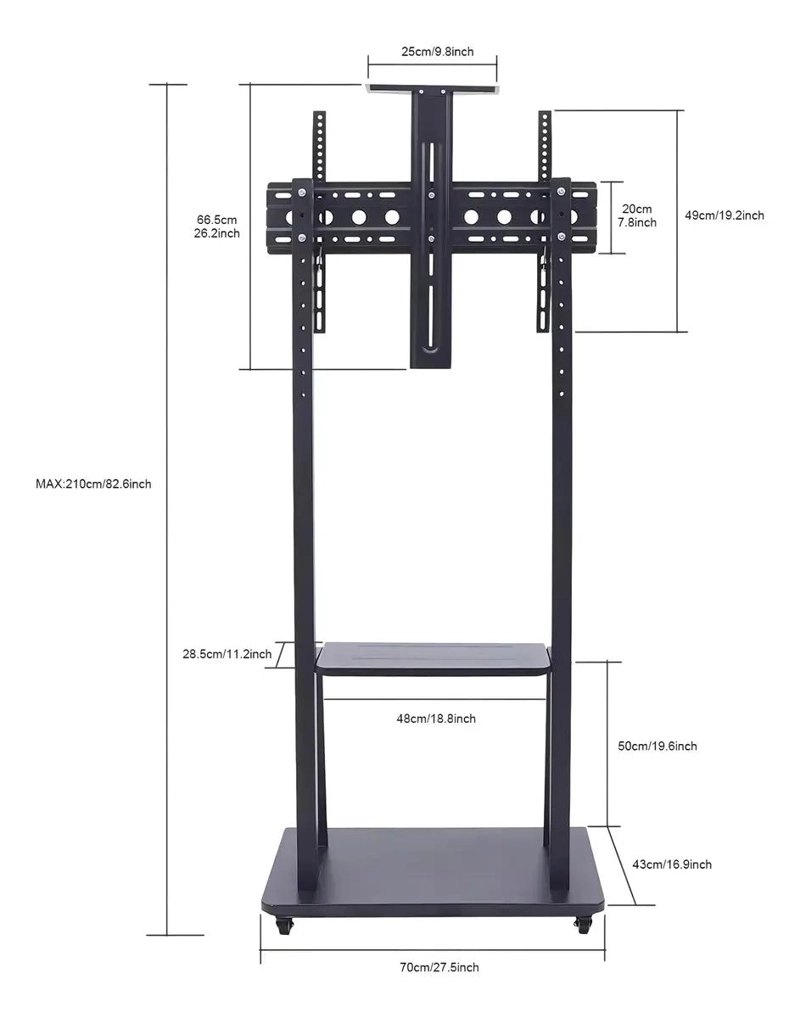 SOPORTE MOVIL PARA TV DE 32 A 70 PULGADAS CON RUEDAS - 7
