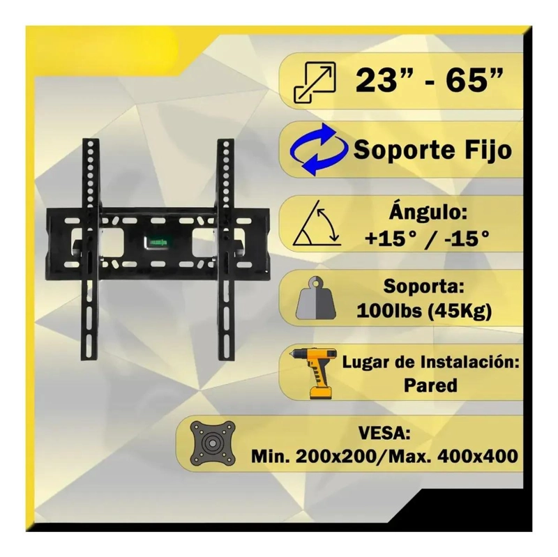 SOPORTE DE TV PARA PANTALLAS DE 23 A 65 PULGADAS CON INCLINACION - 7