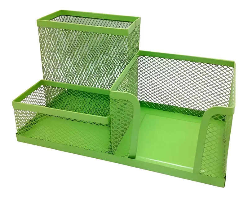 ORGANIZADOR DE ESCRITORIO METALICO VERDE PARA LAPICES Y MAS - 1