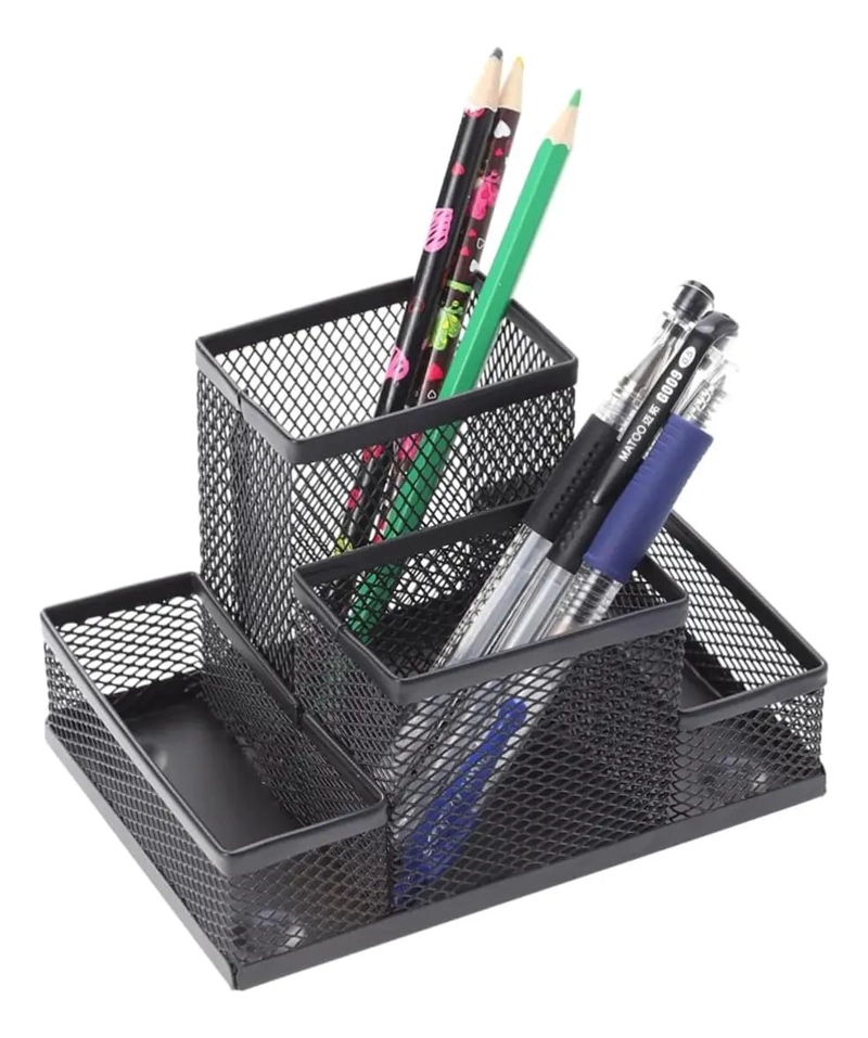 ORGANIZADOR DE ESCRITORIO CANASTO METALICO NEGRO 15X10CM - 1