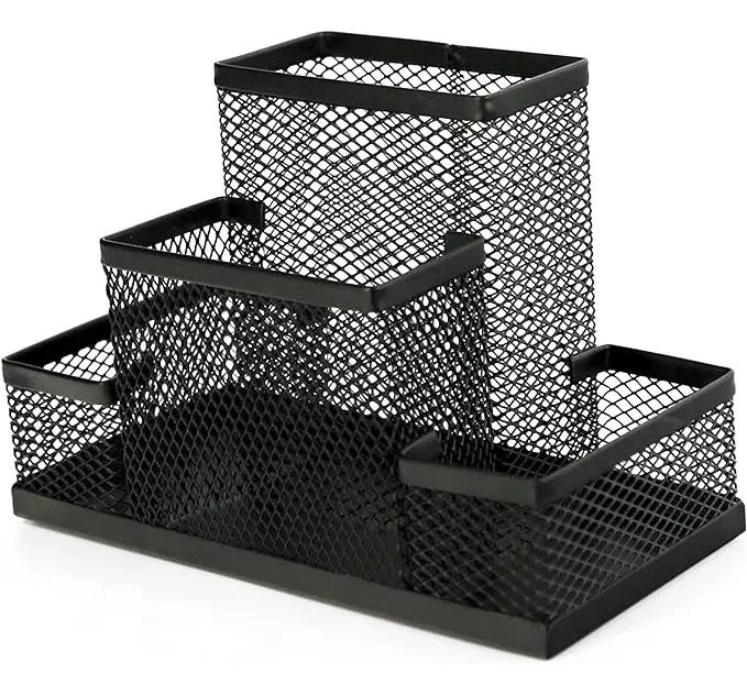 ORGANIZADOR DE ESCRITORIO CANASTO METALICO NEGRO 15X10CM - 3