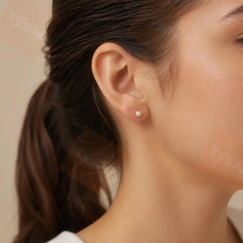 AROS ELEGANTES PARA BEBE  CON PERLA EN PLATA 925 BAÑADOS EN ORO - 6