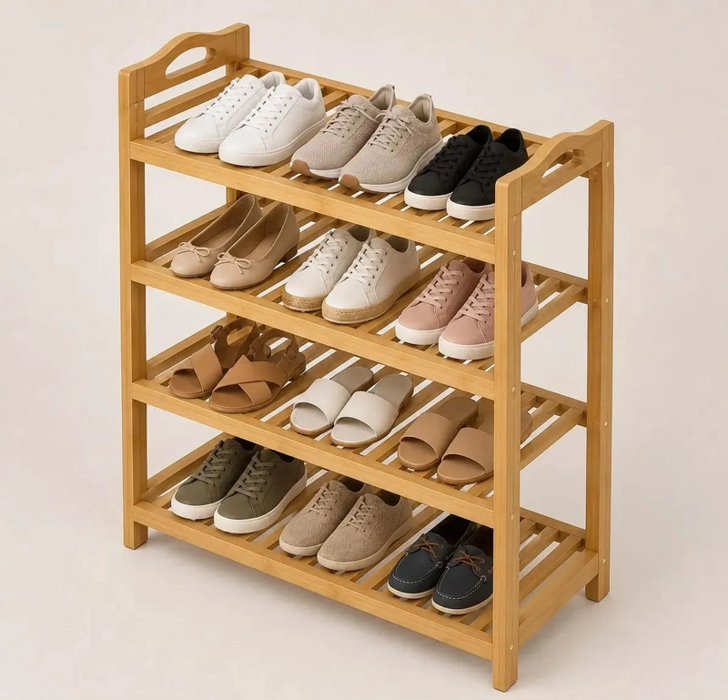 ESTANTE ORGANIZADOR DE ZAPATOS DE 4 NIVELES EN BAMBU - 1