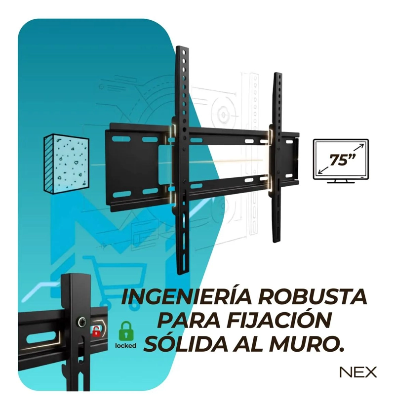 SOPORTE FIJO DE PARED PARA TELEVISORES DE 37 A 75 PULGADAS - 4