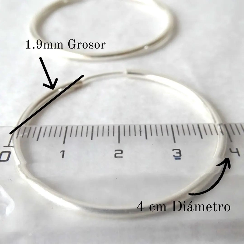AROS DE PLATA 925 ARGOLLAS DE 40 MM PARA USO DIARIO - 2