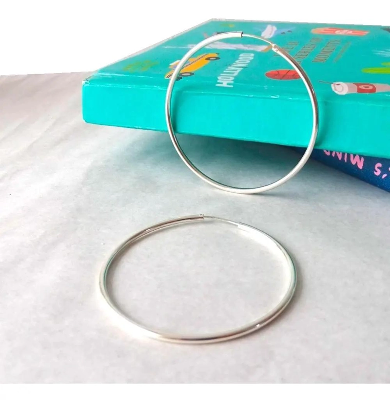 AROS DE PLATA 925 ARGOLLAS DE 40 MM PARA USO DIARIO - 4