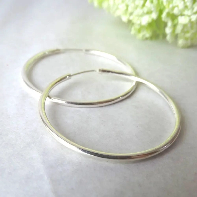 AROS DE PLATA 925 ARGOLLAS DE 40 MM PARA USO DIARIO - 5