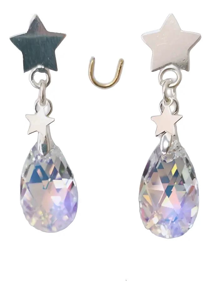 AROS DE PLATA 925 CON CRISTAL AUSTRIACO EN FORMA DE PERA - 3