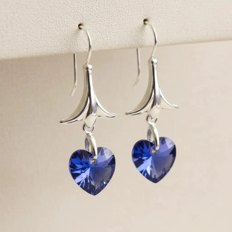 AROS COLGANTES DE CRISTAL AUSTRIACO EN PLATA 925 - 1