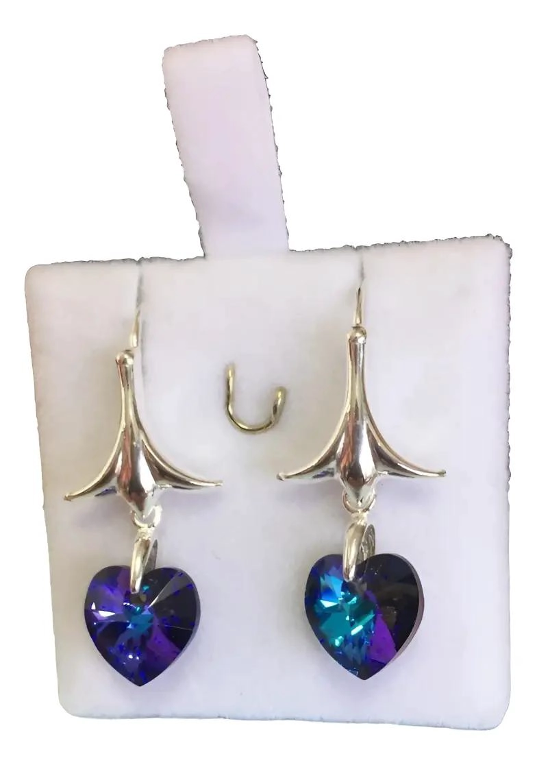 AROS COLGANTES DE CRISTAL AUSTRIACO EN PLATA 925 - 2