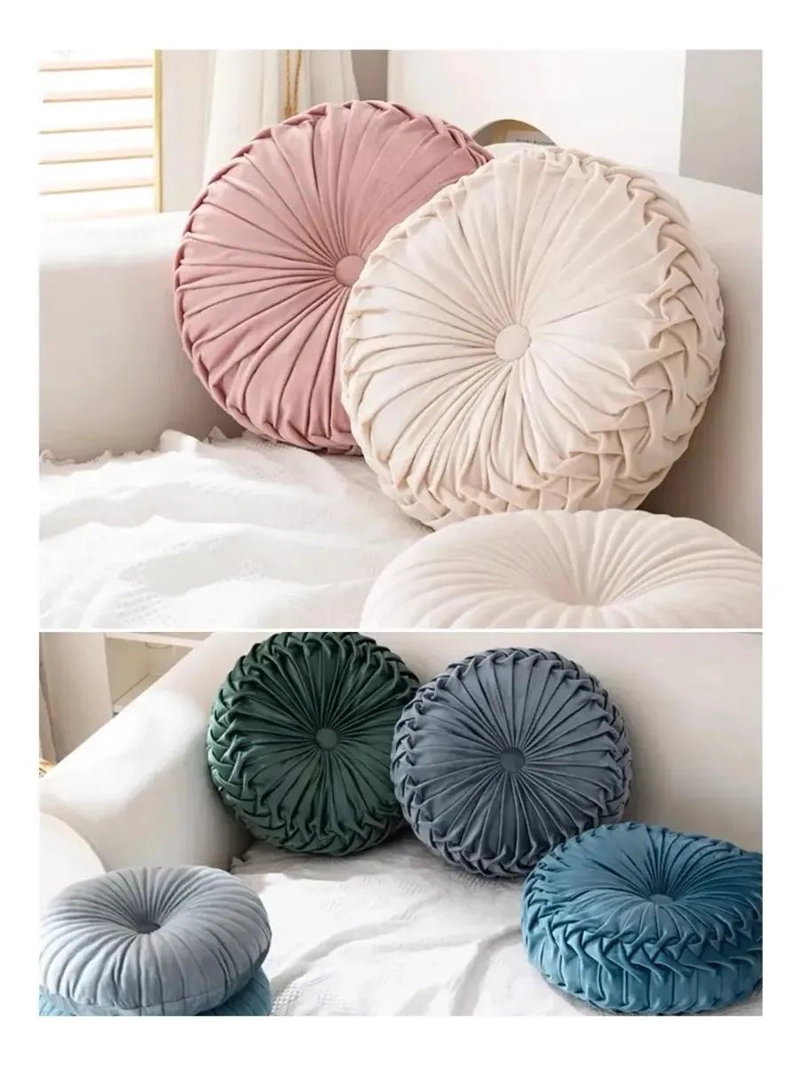 PACK DE 2 COJINES REDONDOS DE TERCIOPELO PARA SOFA - 3