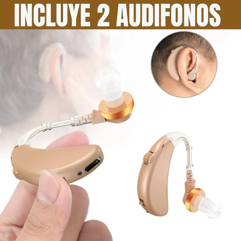 PACK DE 2 AUDIFONOS AMPLIFICADORES RECARGABLES PARA PE RDIDA AUDITIVA - 2
