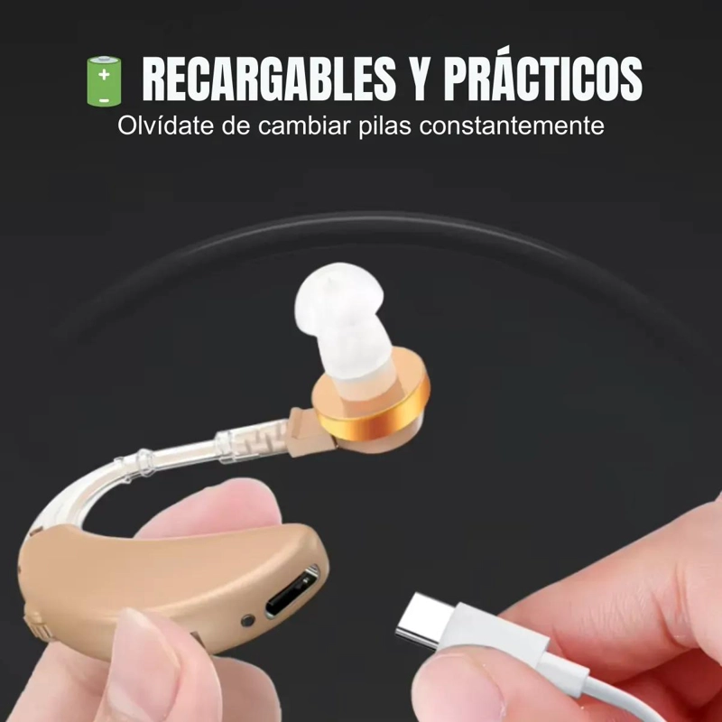PACK DE 2 AUDIFONOS AMPLIFICADORES RECARGABLES PARA PE RDIDA AUDITIVA - 3