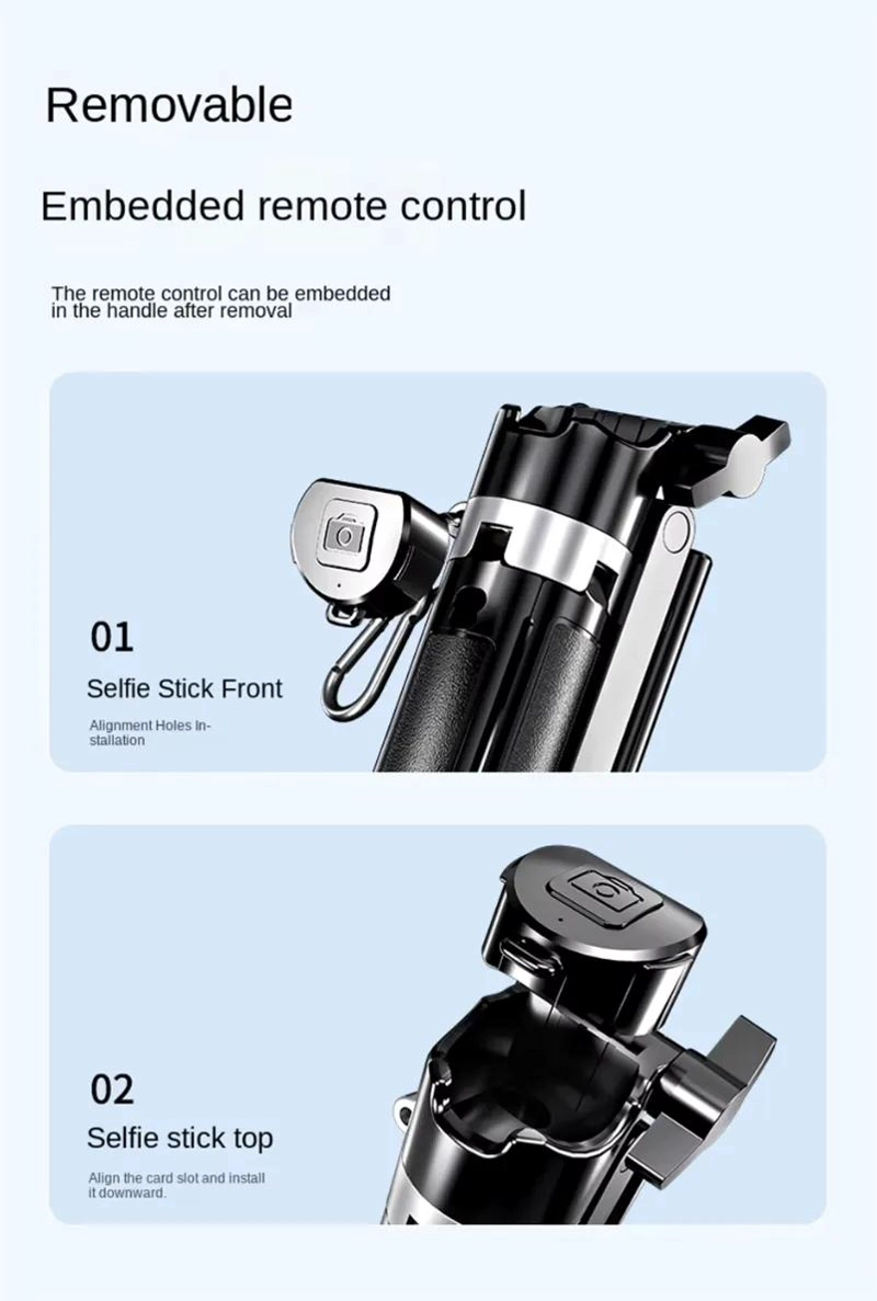 BASTON SELFIE TRIPODE MINI PORTATIL CON CONTROL REMOTO BLUETOOTH - 5
