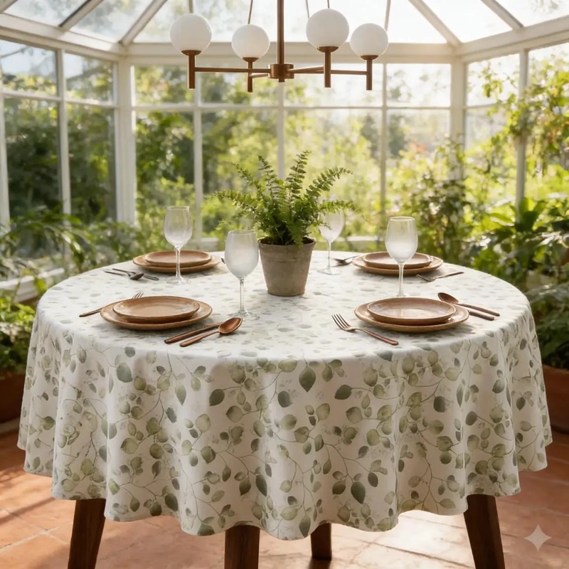 MANTEL REDONDO IMPERMEABLE PARA MESA DE 150 CM EN VERDE - 1