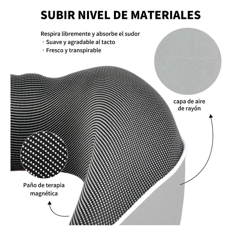 ALMOHADA DE CUELLO ERGONOMICA PARA VIAJES Y TRABAJO COLOR GRIS - 3