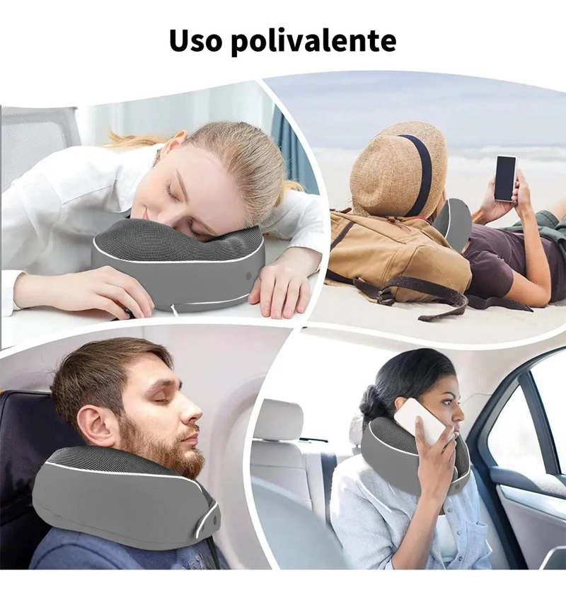 ALMOHADA DE CUELLO ERGONOMICA PARA VIAJES Y TRABAJO COLOR GRIS - 7