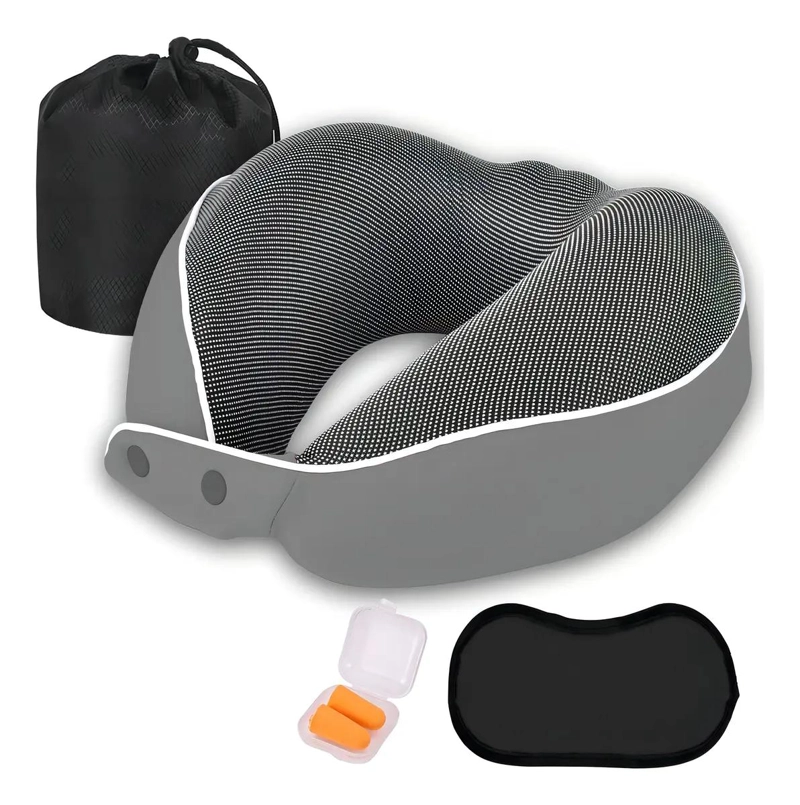 ALMOHADA DE CUELLO ERGONOMICA PARA VIAJES Y TRABAJO COLOR GRIS - 8