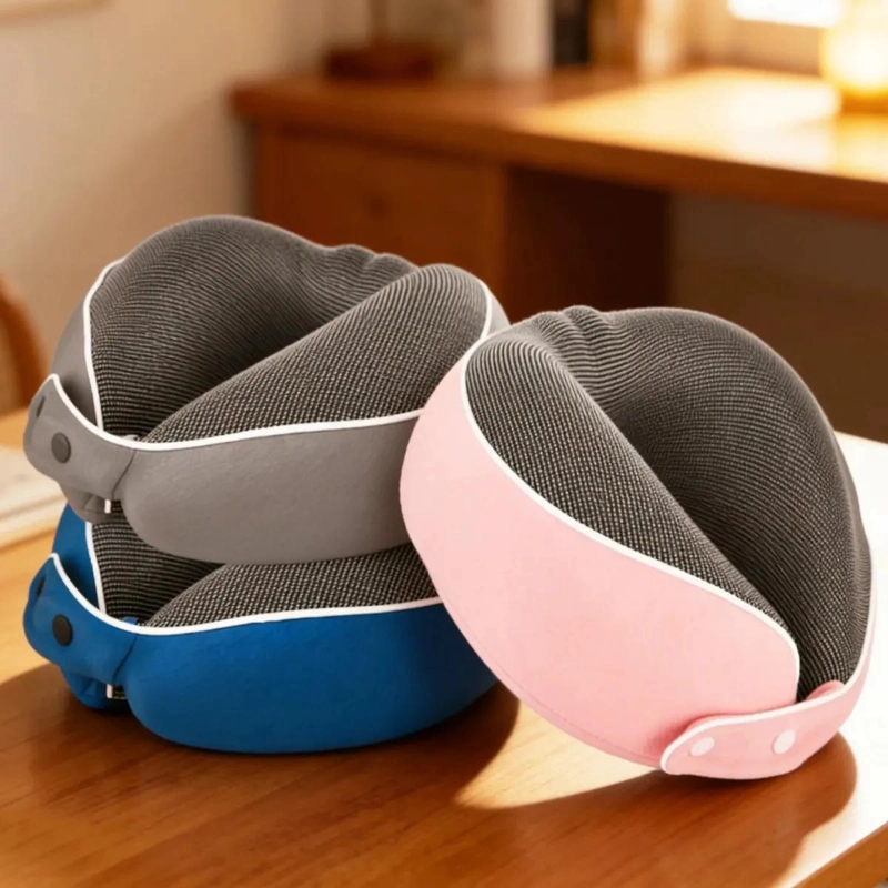 ALMOHADA DE CUELLO ERGONOMICA PARA VIAJES Y TRABAJO COLOR GRIS - 9