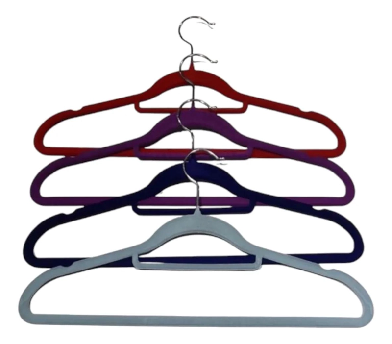 PACK DE 10 COLGADORES ANTIDESLIZANTES PARA ROPA EN ROJO - 3